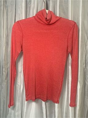 aerie Coral Pink Ribbed Tee